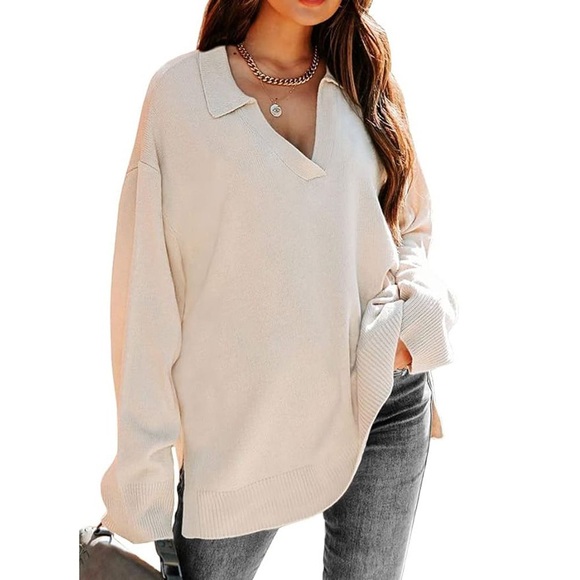 lillusory Sweaters - Lillusory sweater v neck collared oversized NWT size M